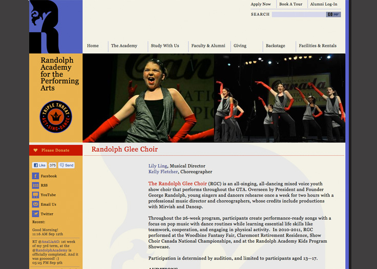 Randolph Academy Website Glee Page