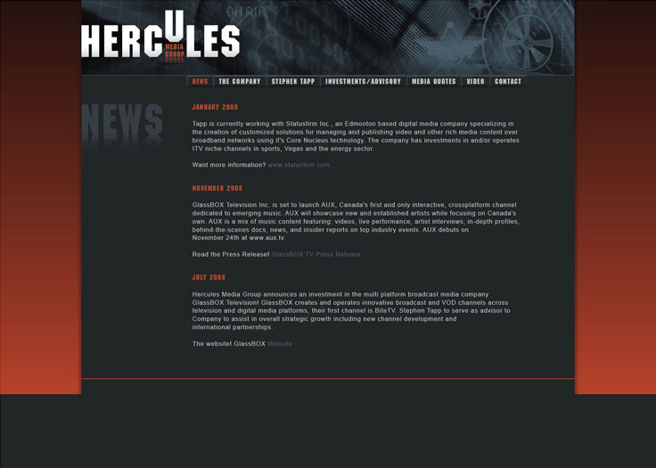 Hercules Web Site - News Page