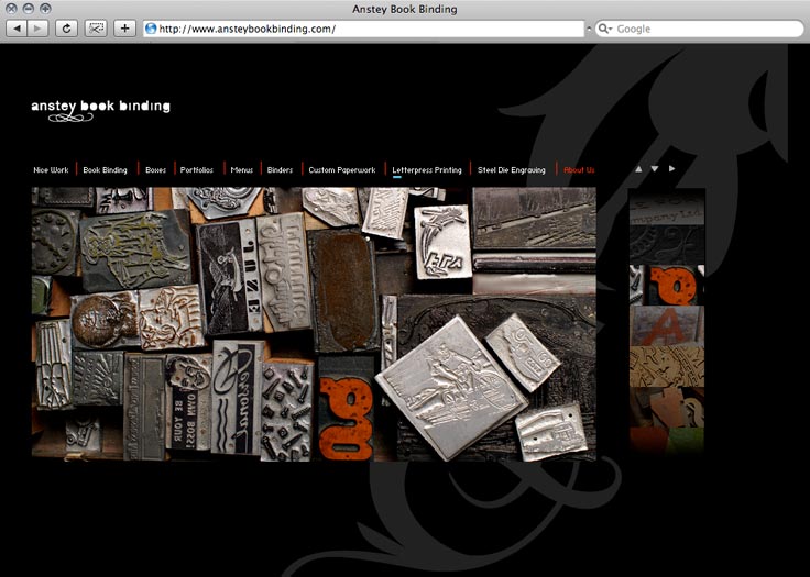Anstey Book Binding Website Letterpress Page