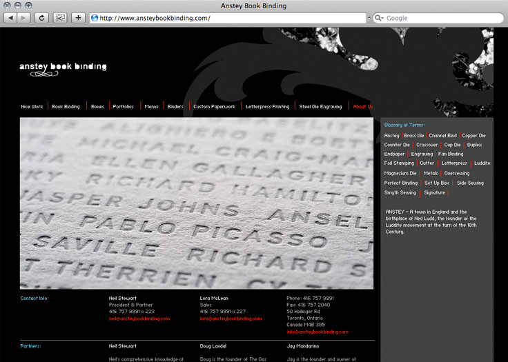 Anstey Book Binding Website About Page